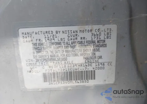 2021 Nissan Kicks Sr Xtronic Cvt из США, поврежденный, VIN 3N1CP5DV0ML563850